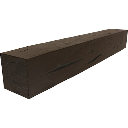 Hand Hewn Faux Wood Fireplace Mantel, Burnished Mocha, 6H X 6D X 84W